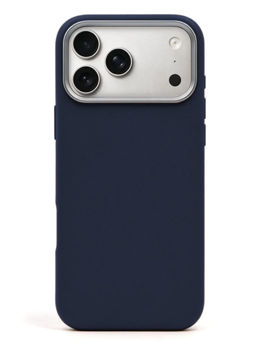 Чехол для iPhone 17 Pro Max с текстурой кожи синий цвет - миниатюра 2