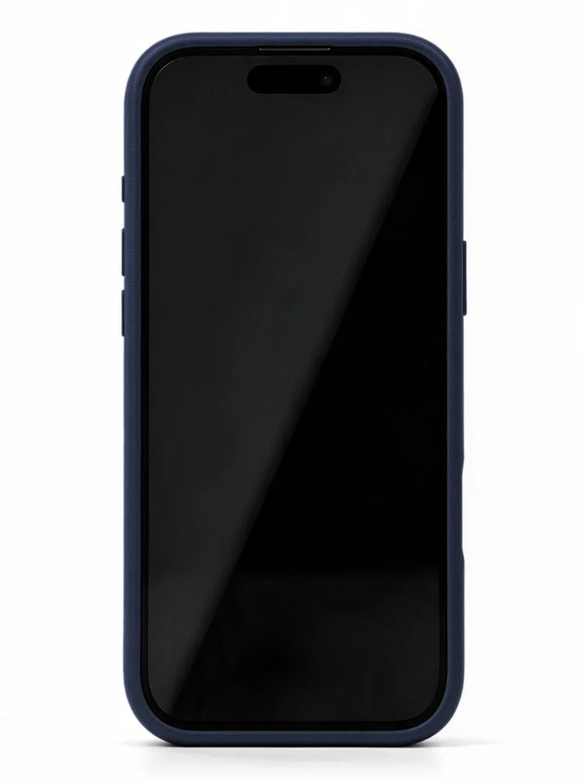 Чехол для iPhone 17 Pro Max с текстурой кожи синий цвет - миниатюра 3