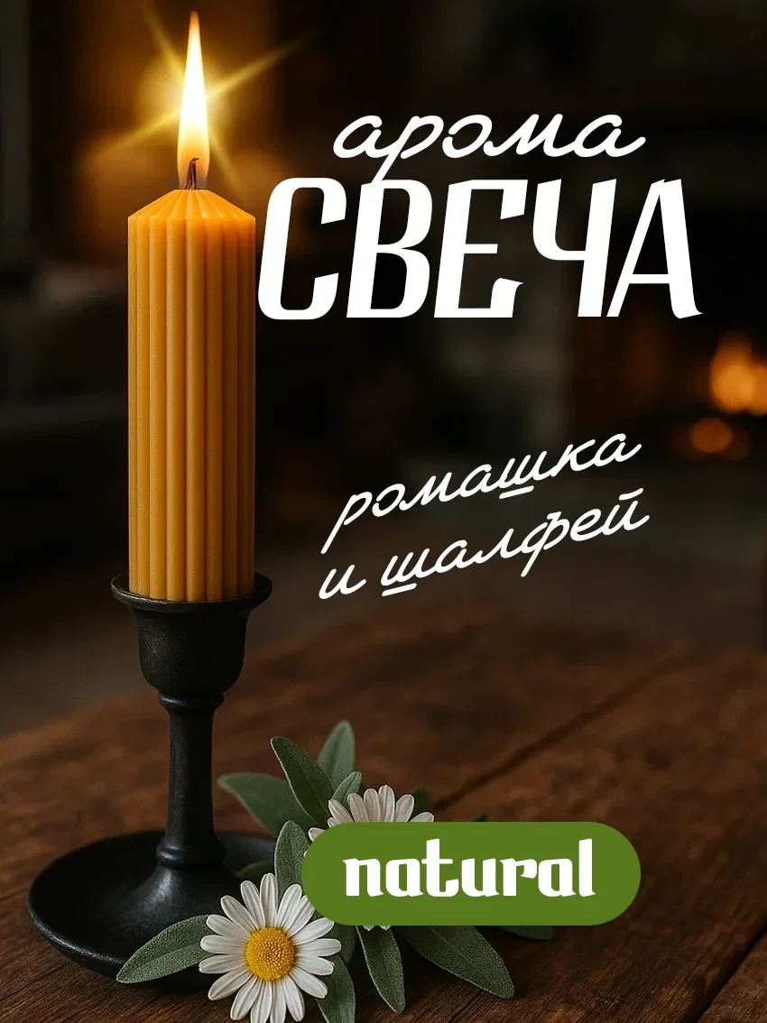 Свеча ароматическая «Ромашка и шалфей» коллекция Natural - изображение 1