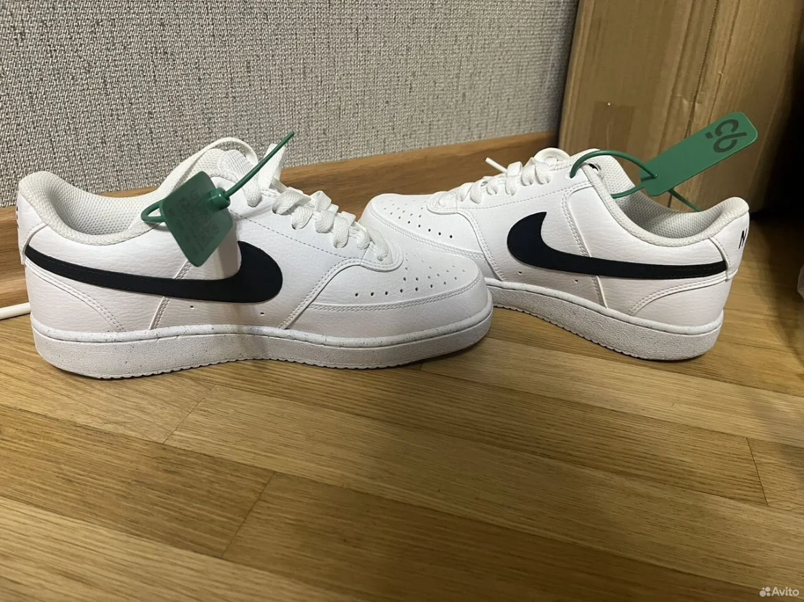 Кроссовки кеды nike court vision 1 белые кожаные - изображение 1
