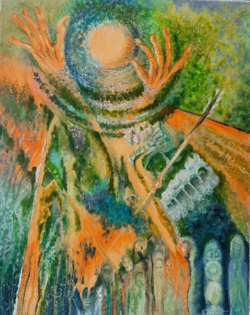 "Моя планета в моих руках" холст, мало 40*50 - изображение 1