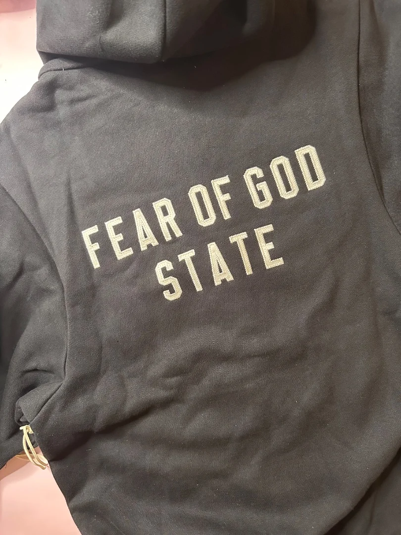 Fear of God Essentials Womens 90's Fleece Zip-Up Hoodie Jet Black - миниатюра 3