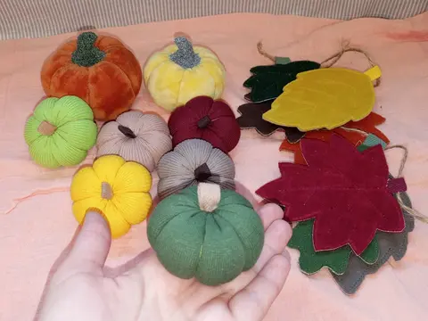 Осенний декор, гирлянда из листьев, тыквы handmade Несколько штук в наличии