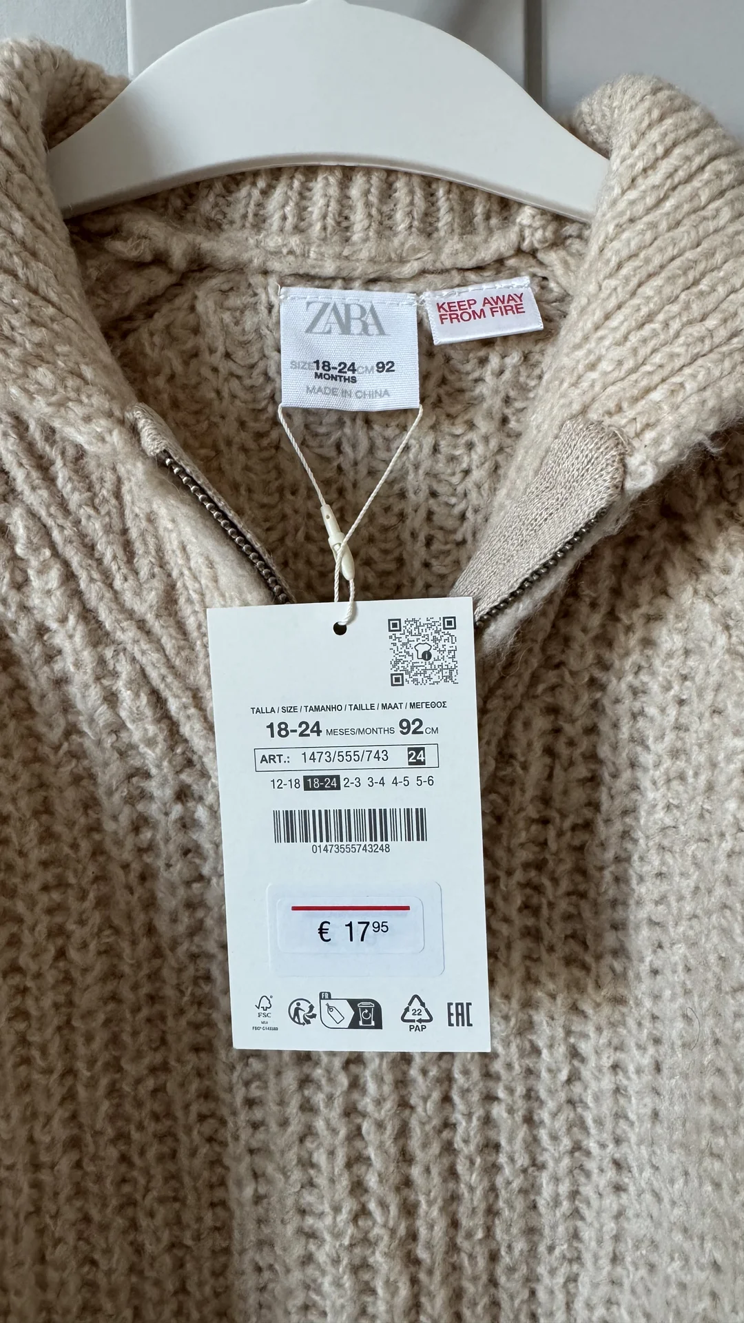 новый детский свитер Zara 92 размер оригинал - миниатюра 5