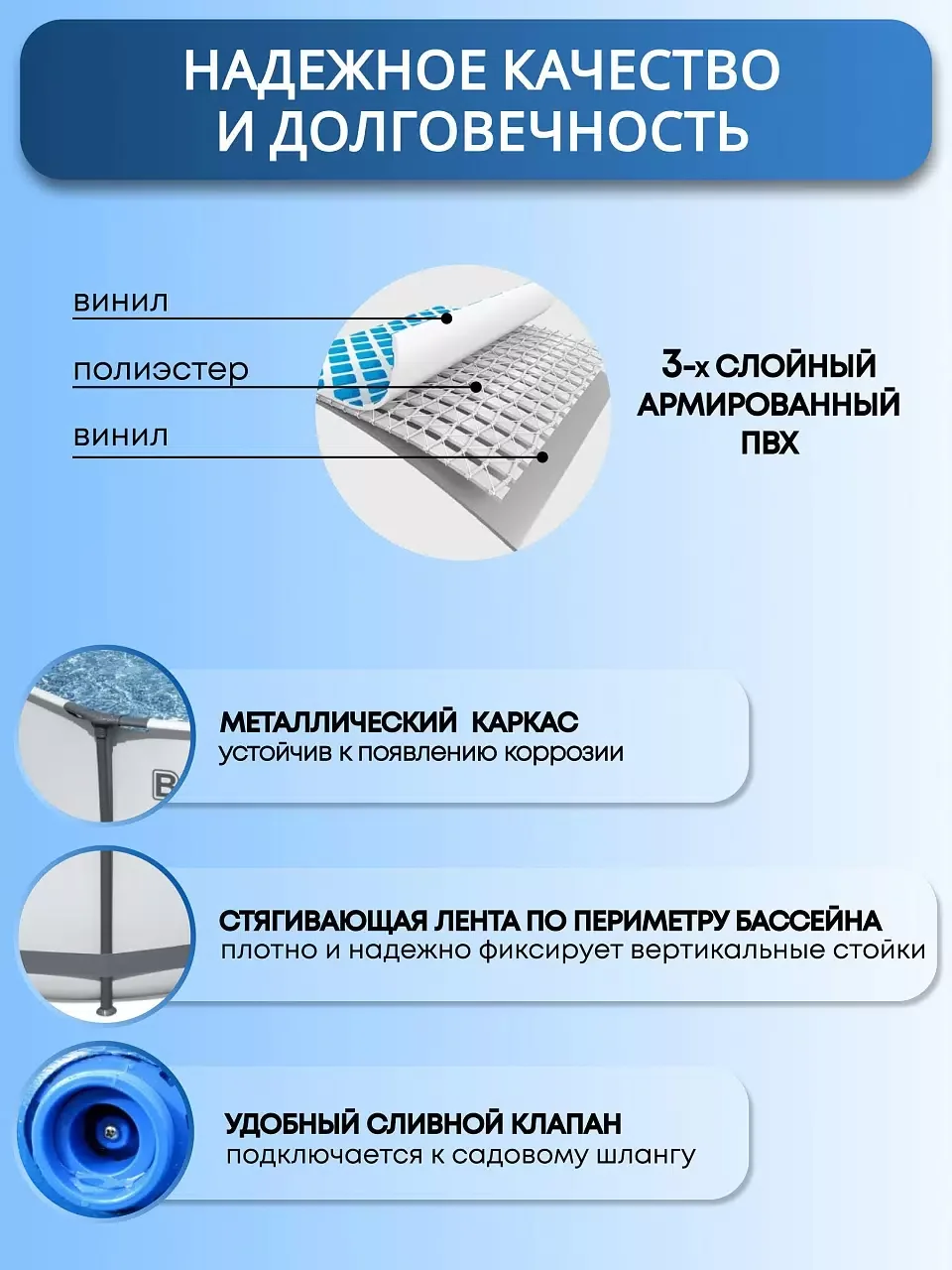 Bestway Бассейн каркасный круглый, 366x100см, 9150 л - миниатюра 4