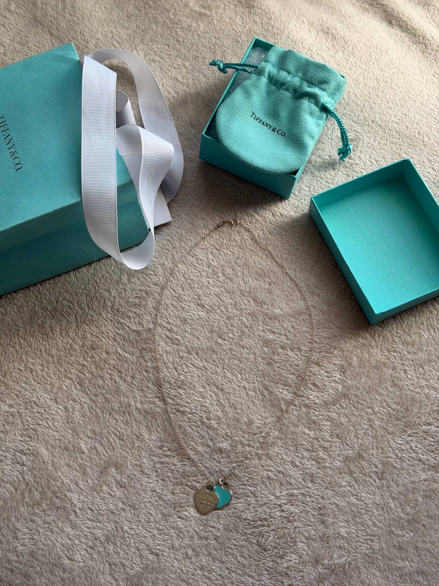 Двойная подвеска в форме сердца Tiffany Blue