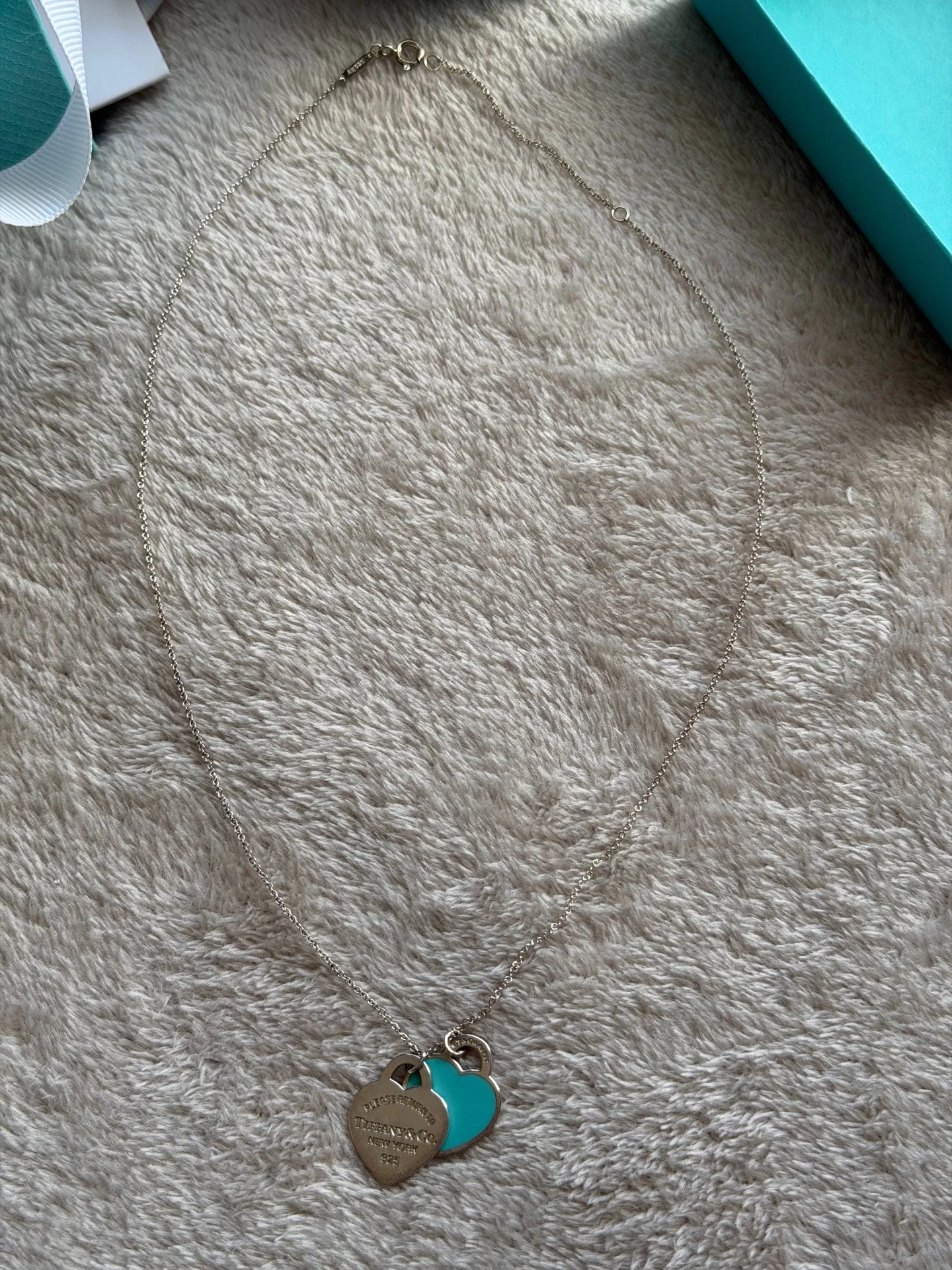 Двойная подвеска в форме сердца Tiffany Blue - миниатюра 2