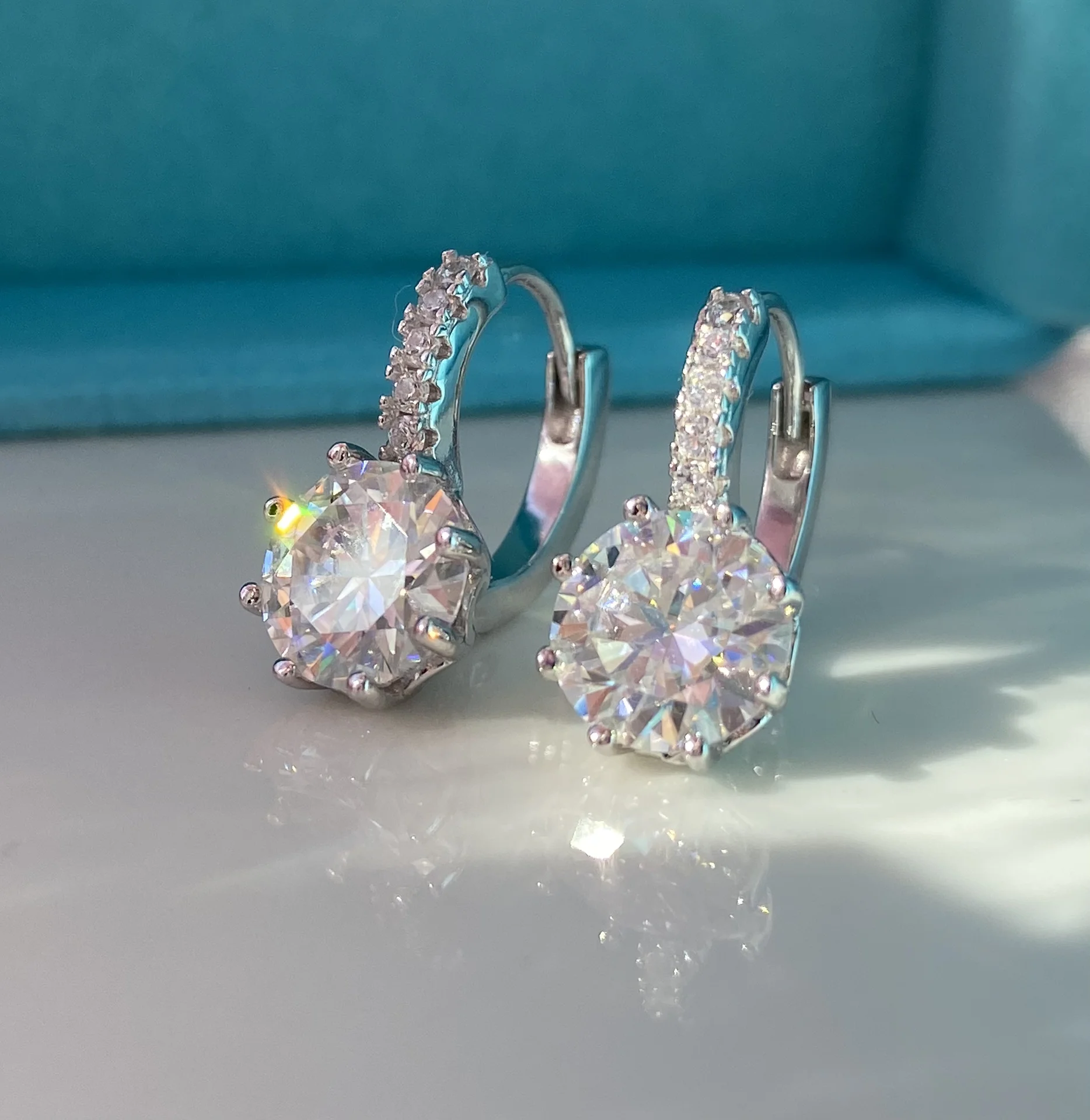 Серьги с бриллиантами муассанитами 4 карата - миниатюра 8