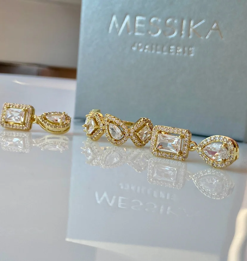 Серьги и кольцо дорожки Swarovski в золоте - миниатюра 3