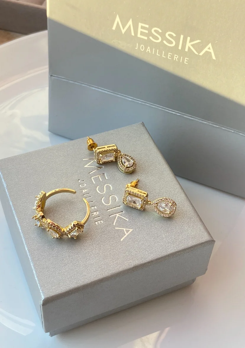 Серьги и кольцо дорожки Swarovski в золоте - миниатюра 4