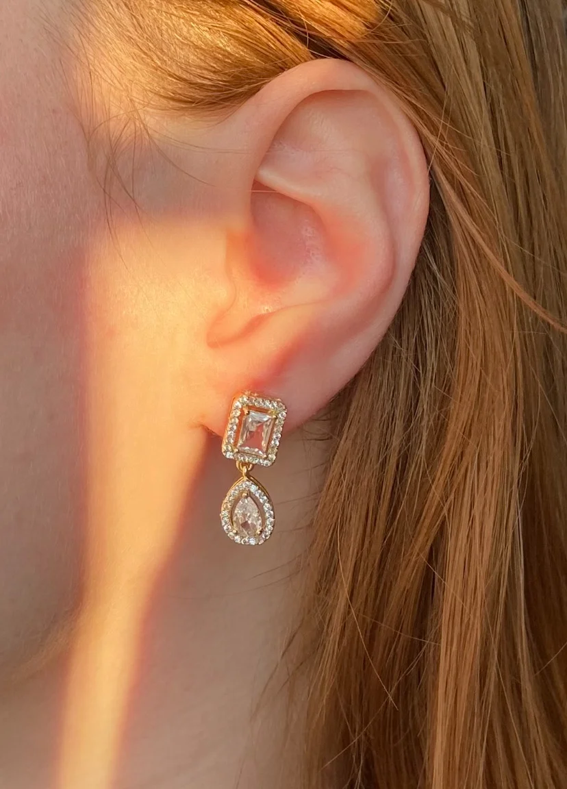 Серьги и кольцо дорожки Swarovski в золоте - миниатюра 6