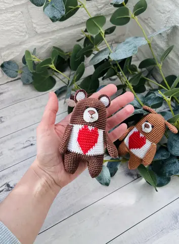 игрушка сувенир вязаные мишка пес олень