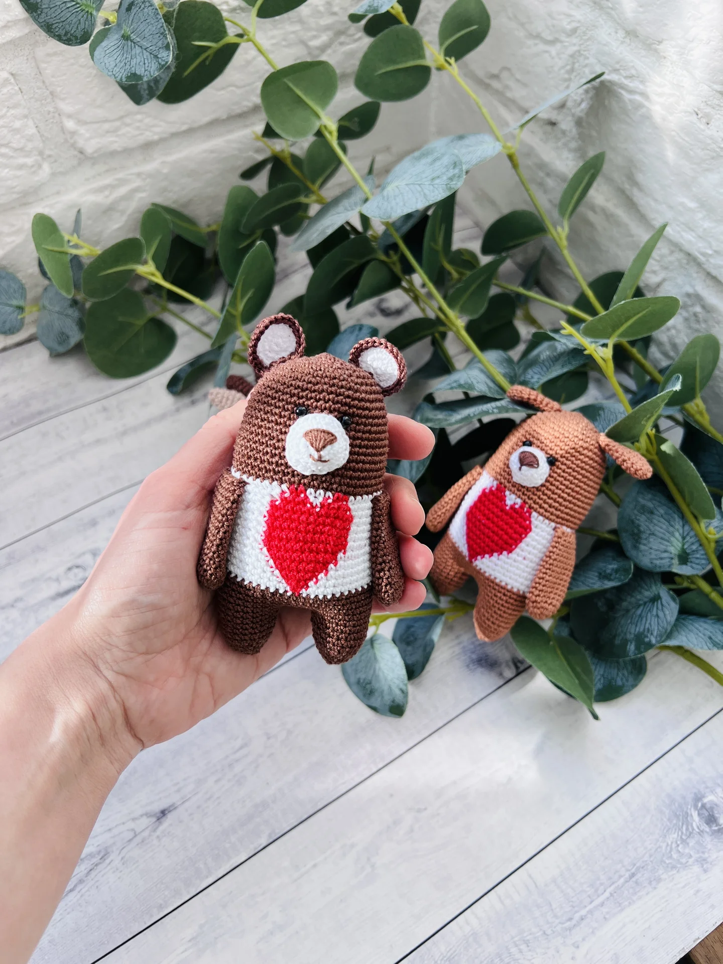 игрушка сувенир вязаные мишка пес олень - миниатюра 4