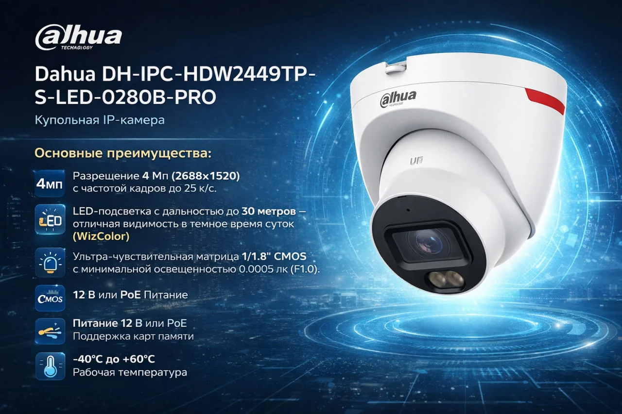 Dahua DH-IPC-HDW2449TP-S-LED-0280B-PRO IP камера видеонаблюдения - изображение 1