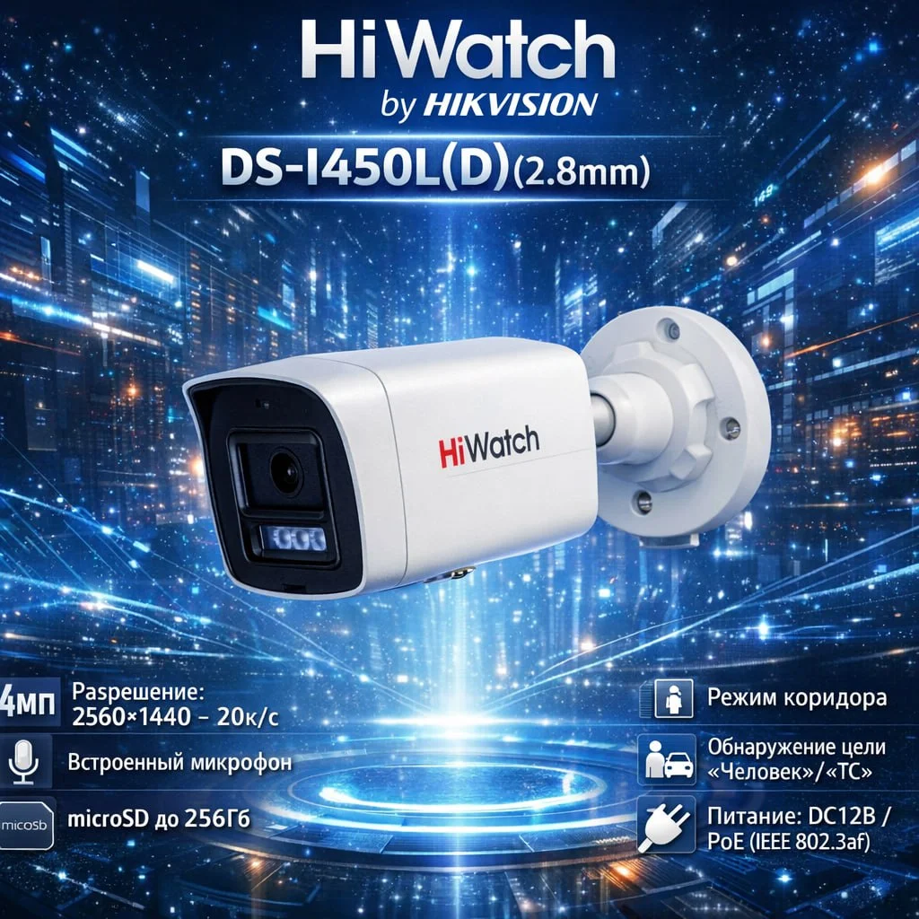 HiWatch ds-i450l(D)(2.8mm) Камера видеонаблюдения