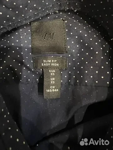 Рубашка H&M slim, XS (165/84A), синяя в точку - миниатюра 2