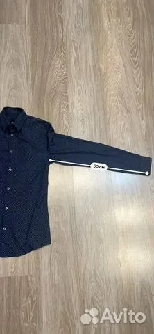 Рубашка H&M slim, XS (165/84A), синяя в точку - миниатюра 8