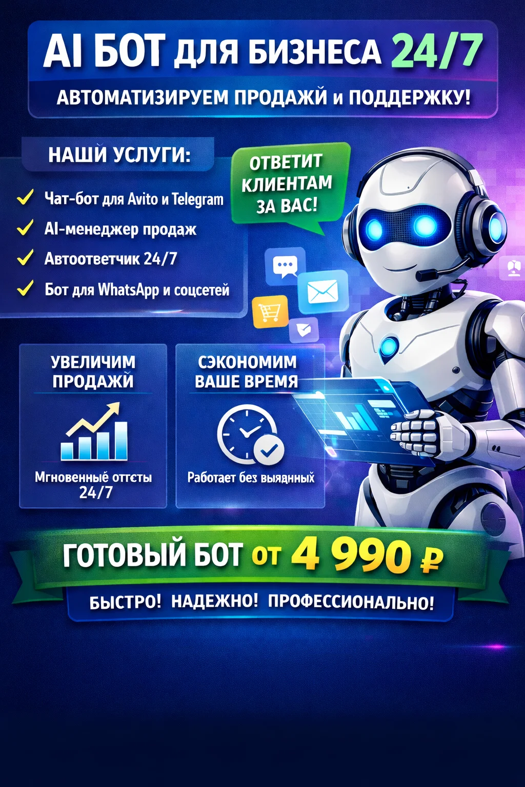 AI чат-бот для бизнеса | Бот для Авито, Telegram, - изображение 1