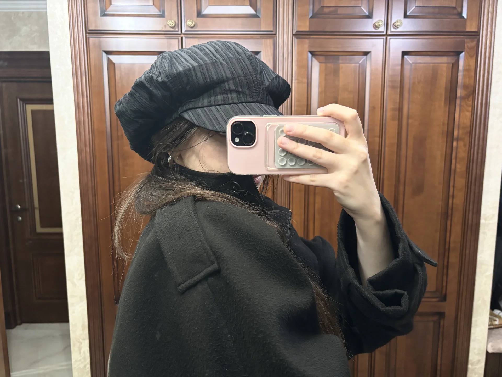 Беретка черная женская, винтаж cozy style y2k - миниатюра 2
