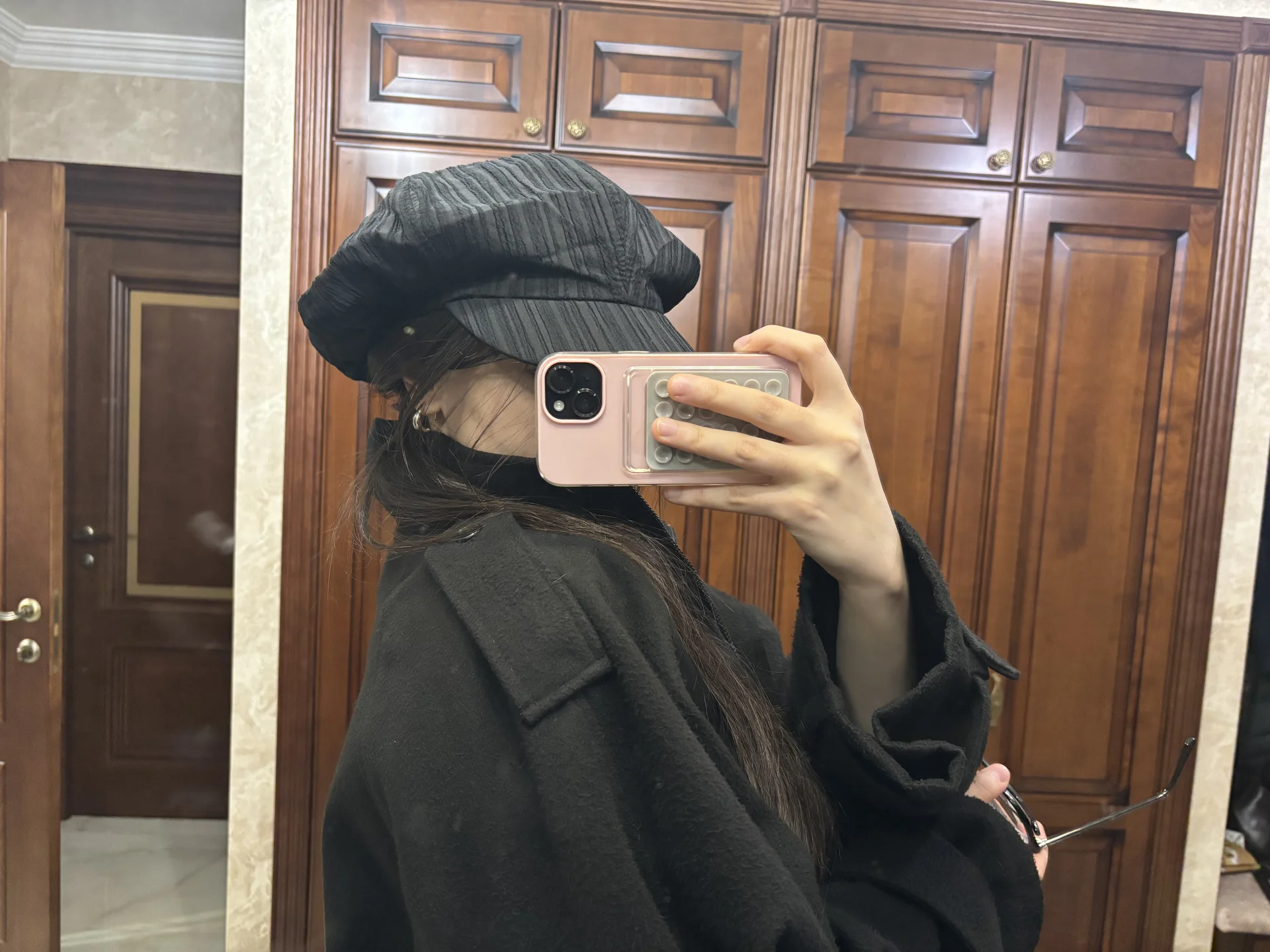 Беретка черная женская, винтаж cozy style y2k - миниатюра 3