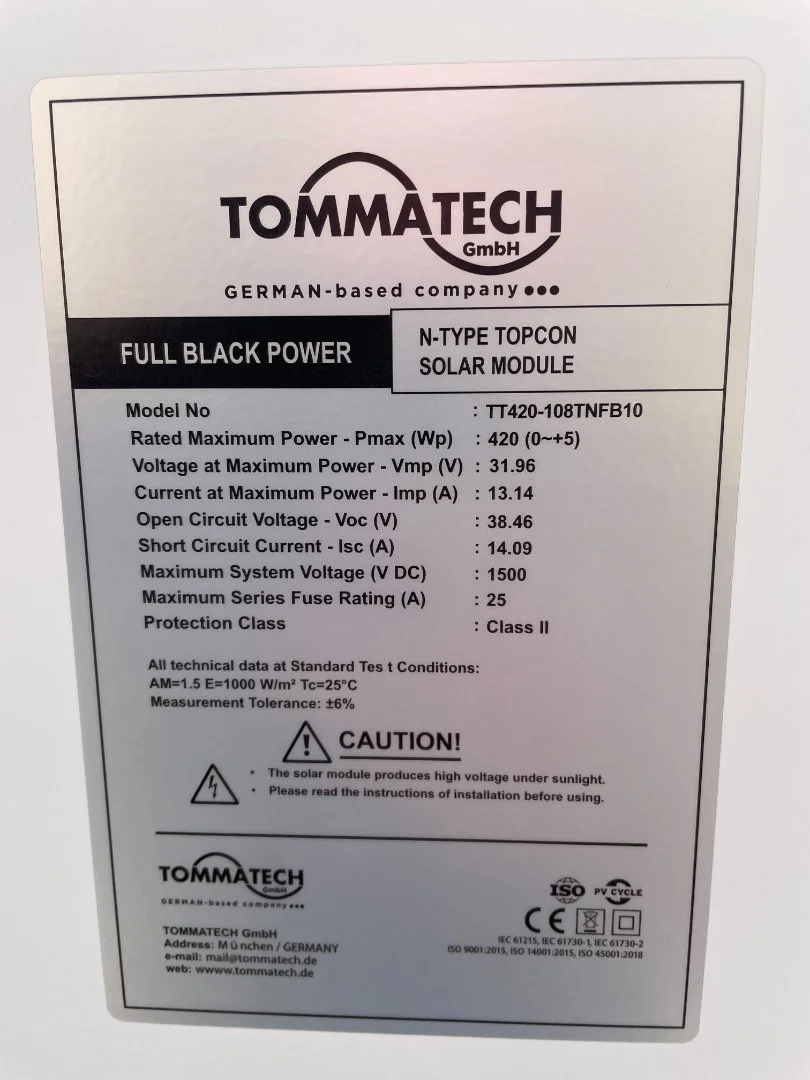 Солнечные панели TommaTech 420 Вт Black - миниатюра 3