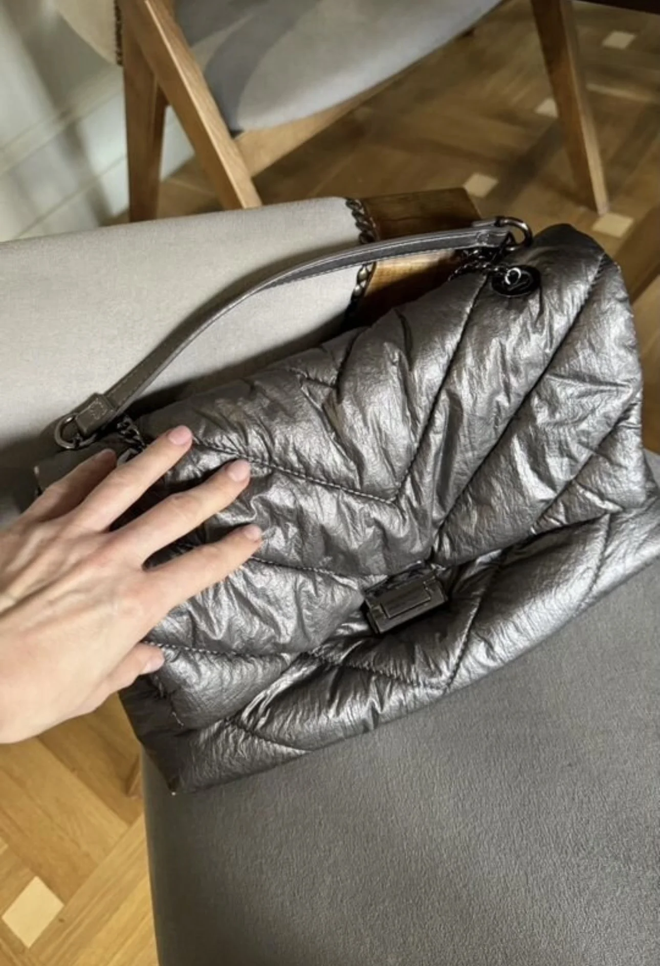 Сумка ZARA серебро в стиле YSL - миниатюра 5