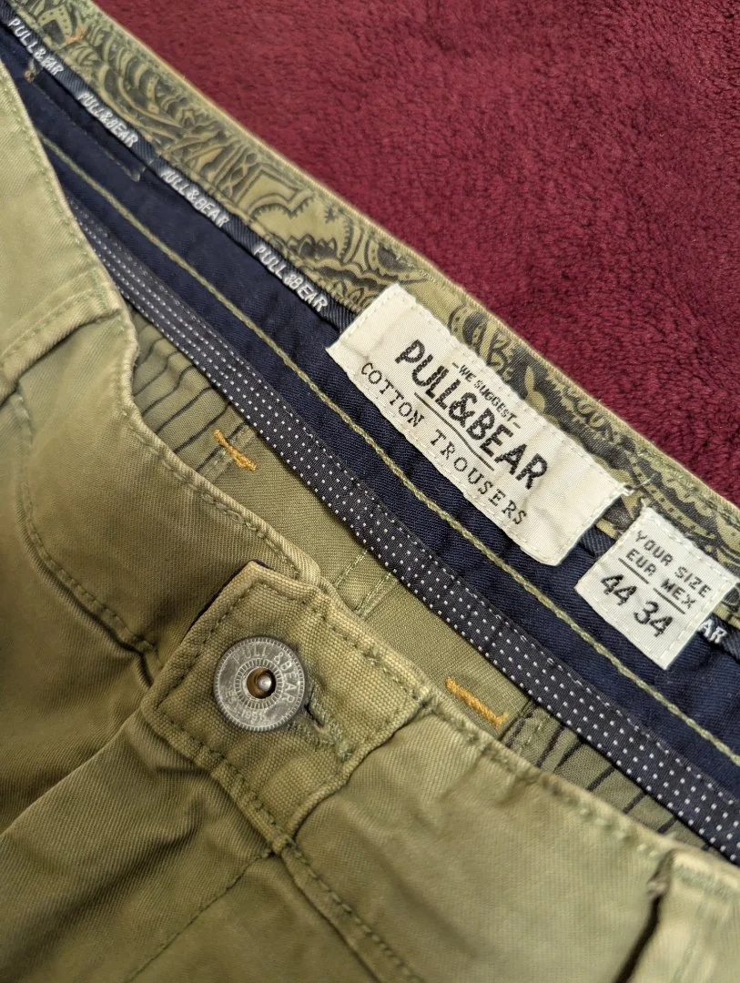 Брюки Pull&Bear хаки 44/34, хлопок - изображение 1