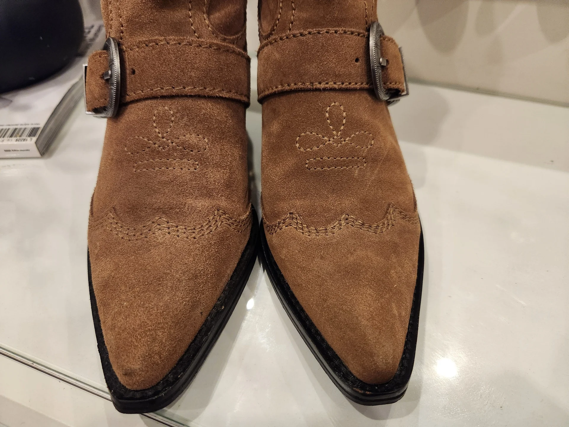 Казаки Zara 37 замша коричневые - миниатюра 6