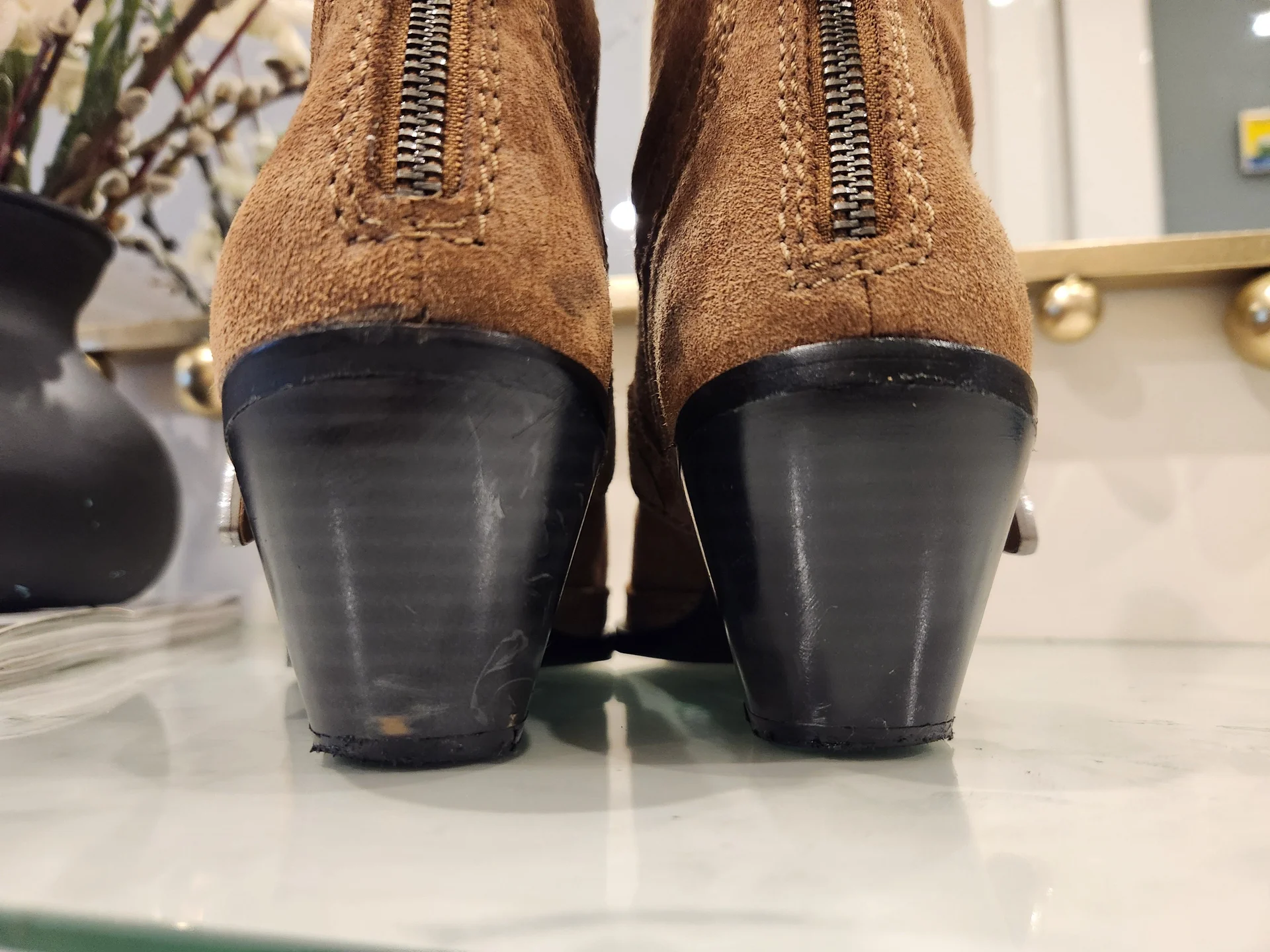 Казаки Zara 37 замша коричневые - миниатюра 8