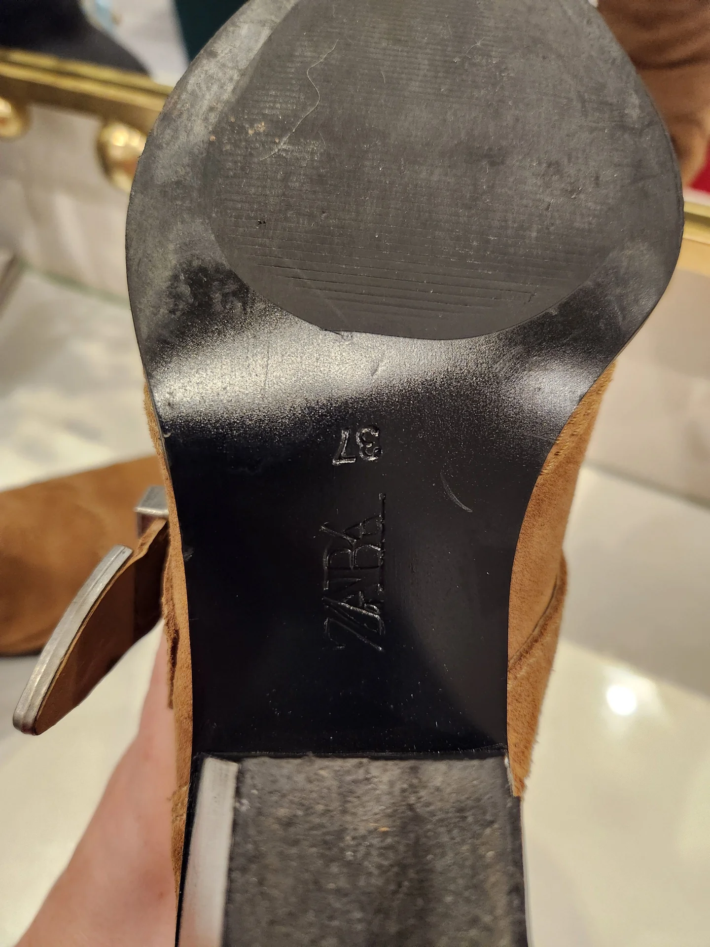 Казаки Zara 37 замша коричневые - миниатюра 9