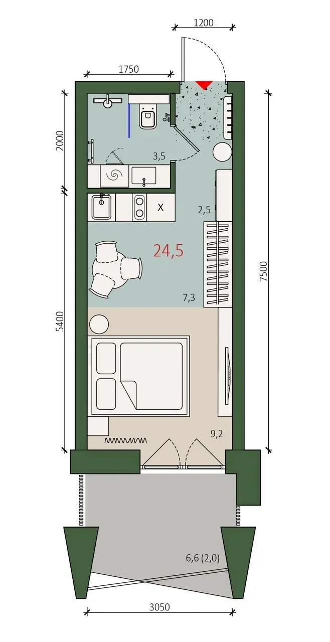 Инвестиционная студия 25 м² в Ярославле, Русская С - миниатюра 4