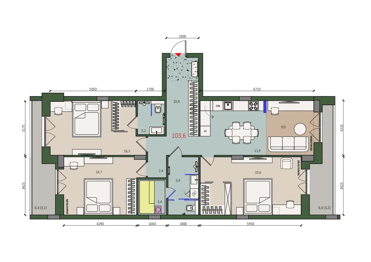 Премиум-квартира 103,6 м² на 7 этаже в Ярославле, - миниатюра 5