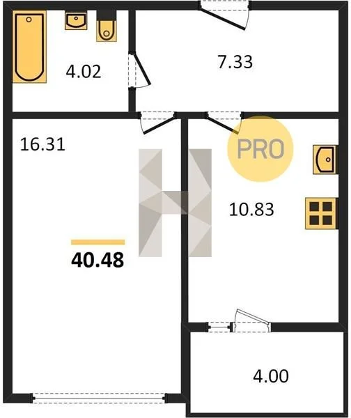 1-к квартира, 40.5 м² 7/9 этаж - миниатюра 4