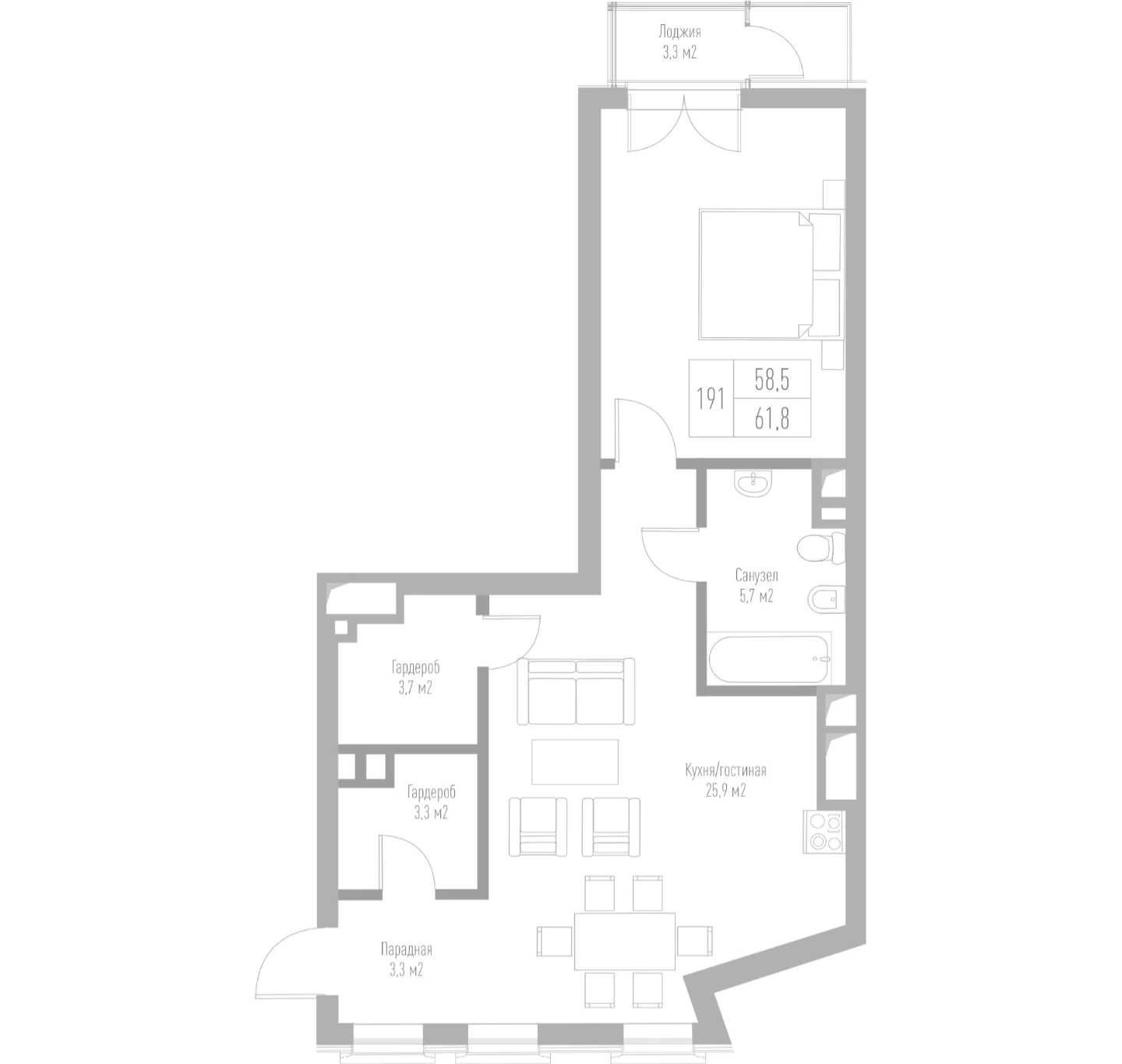 1-к квартира, 62 м² 4/7 этаж - миниатюра 5