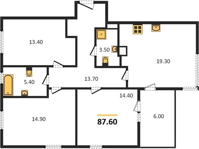 3-к квартира, 87.6 м², 2/13 эт. - миниатюра 3