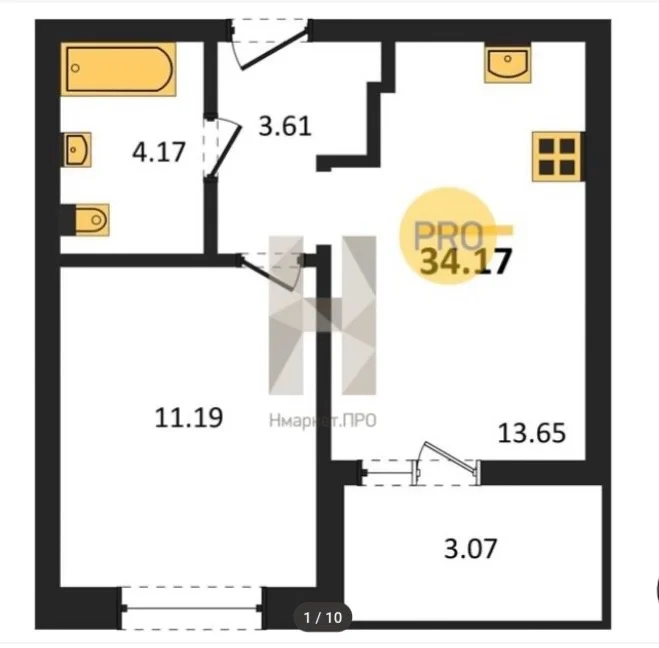 1-к квартира, 35 м², 2/9 эт. - миниатюра 5