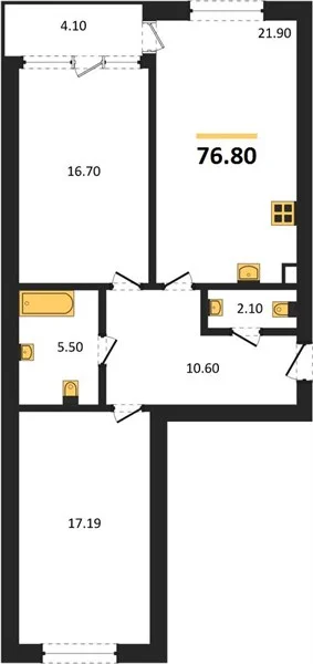 2-к квартира, 76.8 м², 2/5 эт. - миниатюра 3