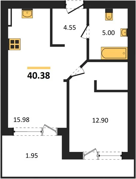 1-к квартира, 41 м², 1/5 эт. - миниатюра 3