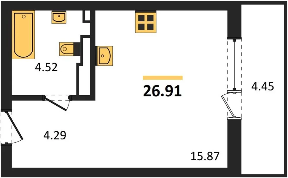 Студия, 27 м², 6/9 эт. - миниатюра 4