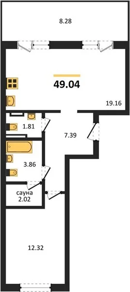 1-к квартира, 49 м², 3/9 эт. - миниатюра 3