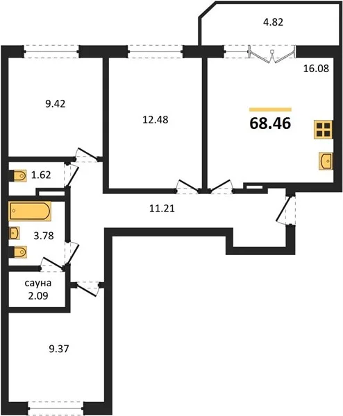3-к квартира, 69 м², 2/9 эт. - миниатюра 3