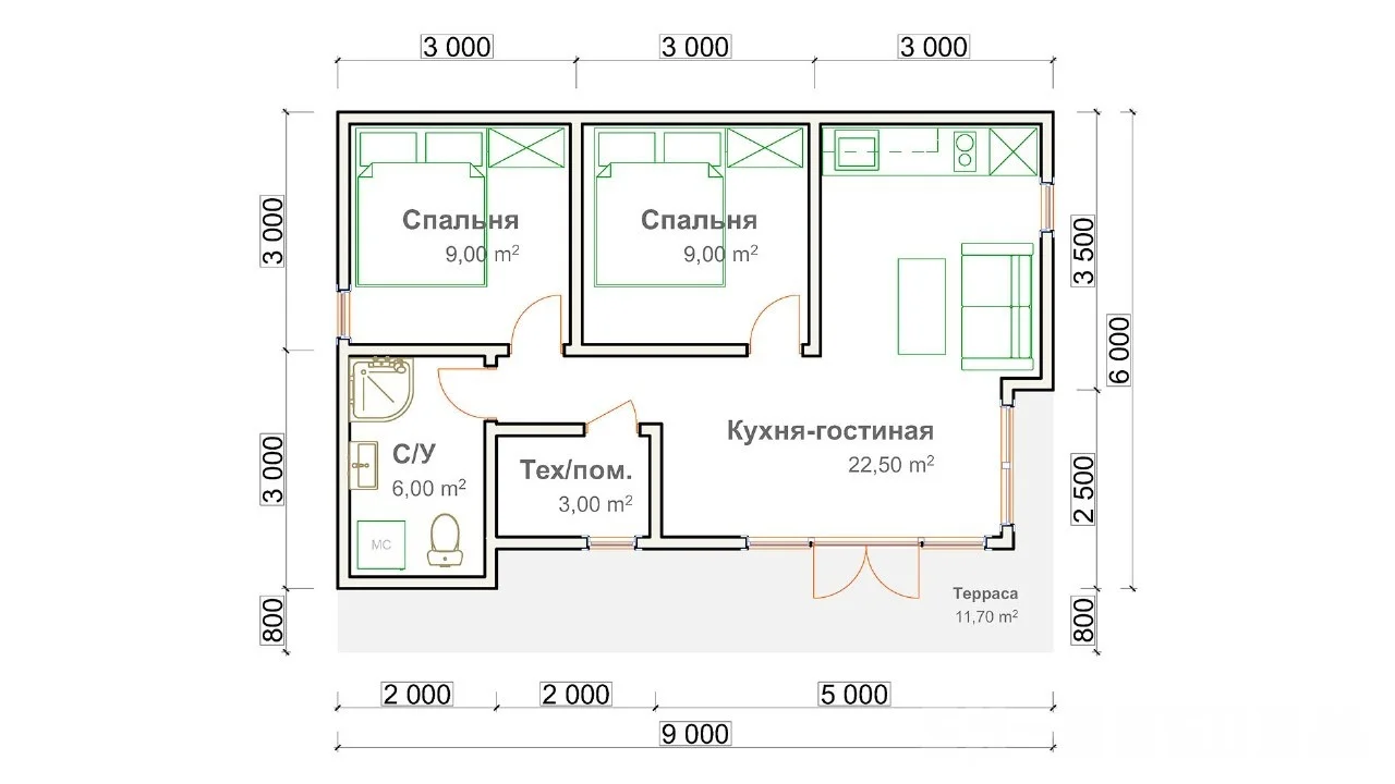 🏡 Дом 61,2 м² — комфортный одноэтажный формат - миниатюра 2