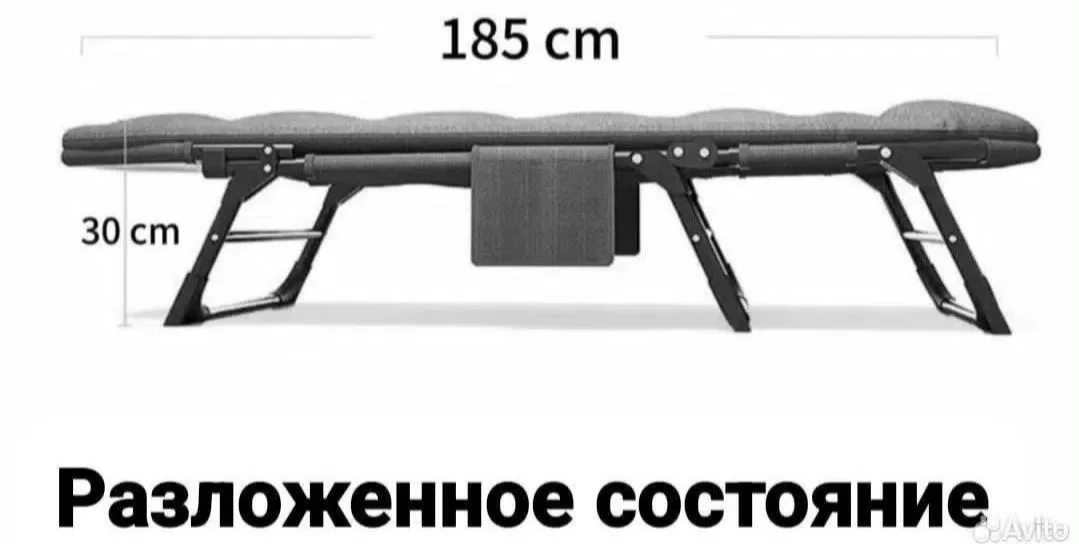 Раскладушка кровать с матрасом, новая - миниатюра 4