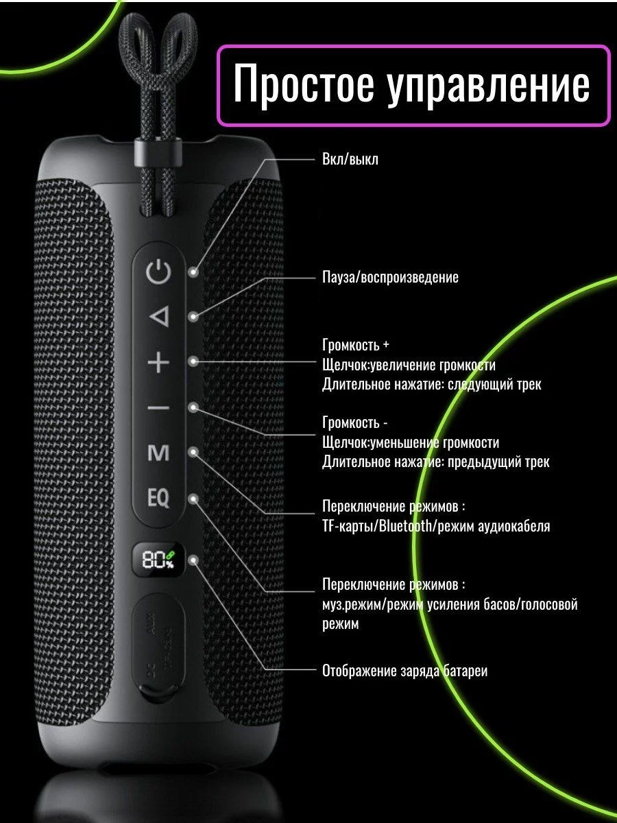 Портативная водонепроницаемая Bluetooth колонка - миниатюра 6