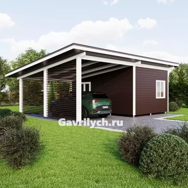 Хозблок с навесом для авто № 2 от 20 м2 - миниатюра 3