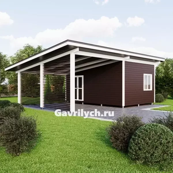 Хозблок с навесом для авто № 2 от 20 м2 - миниатюра 5