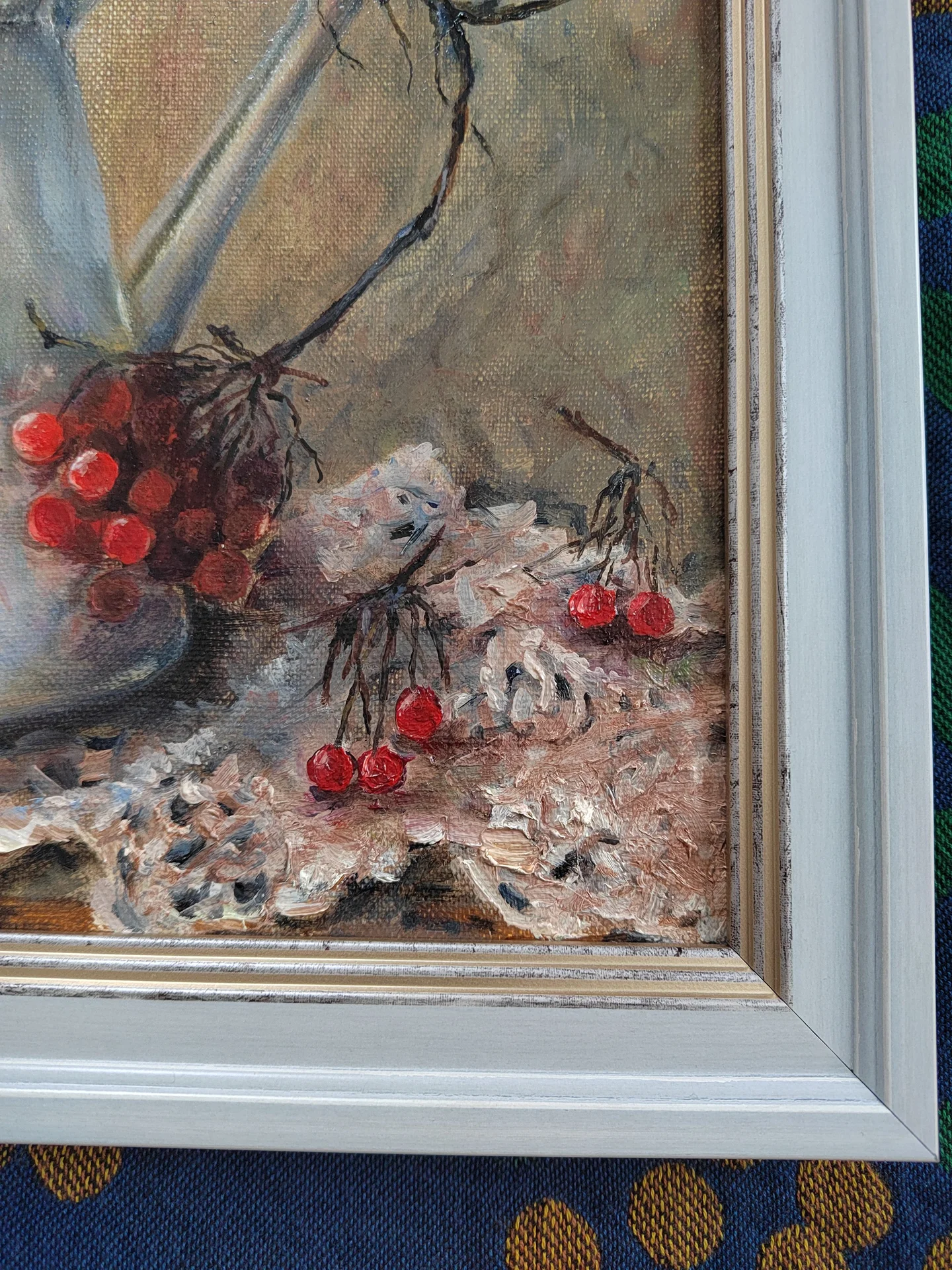 Картина маслом на холсте, Гроздья красные калины - миниатюра 4