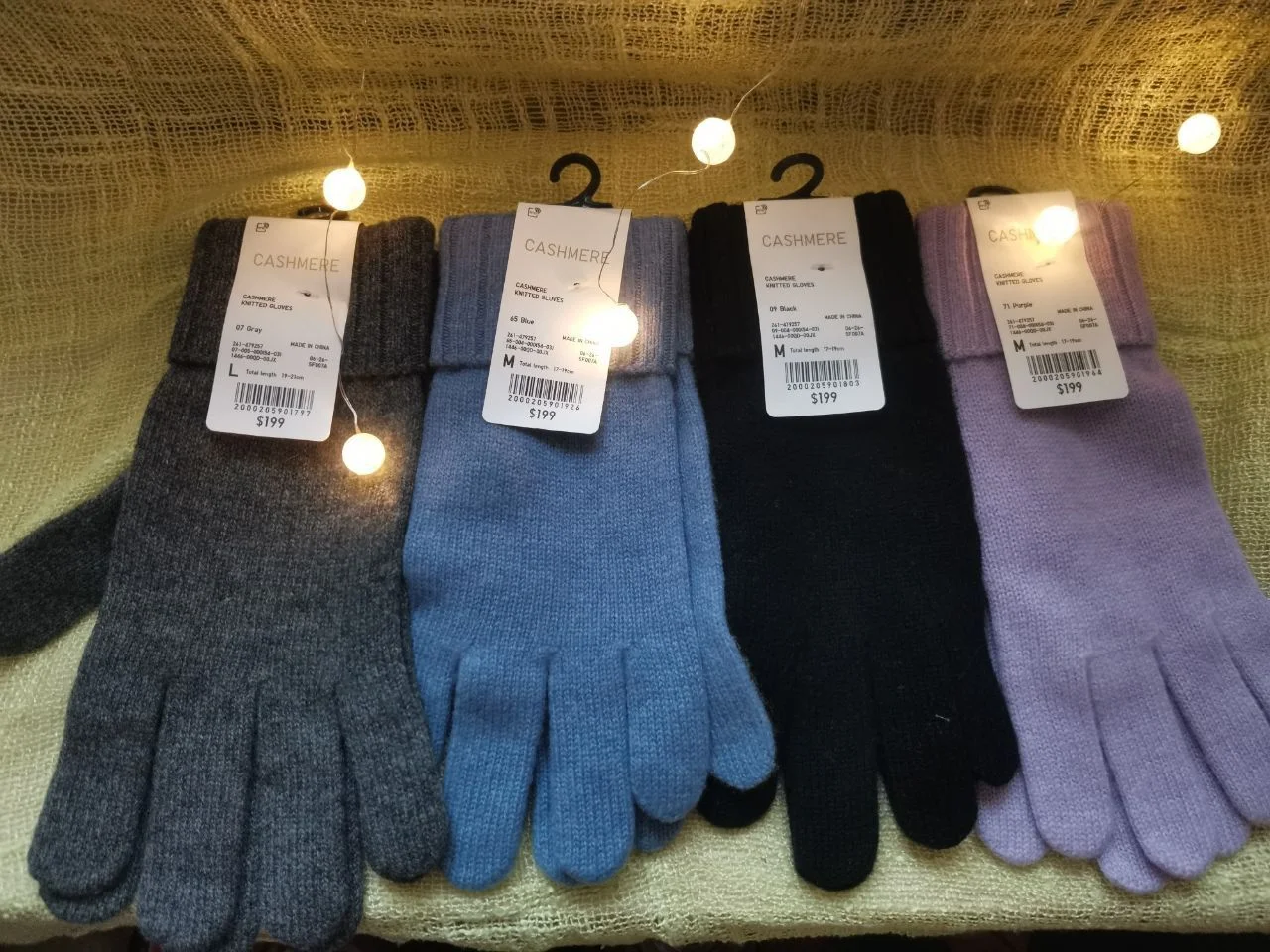 Перчатки UniQlo кашемир серые - миниатюра 3