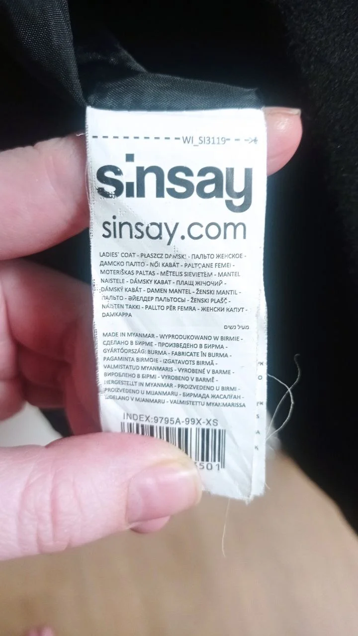 Пальто черное размер XS, син (Sinsay) - миниатюра 3