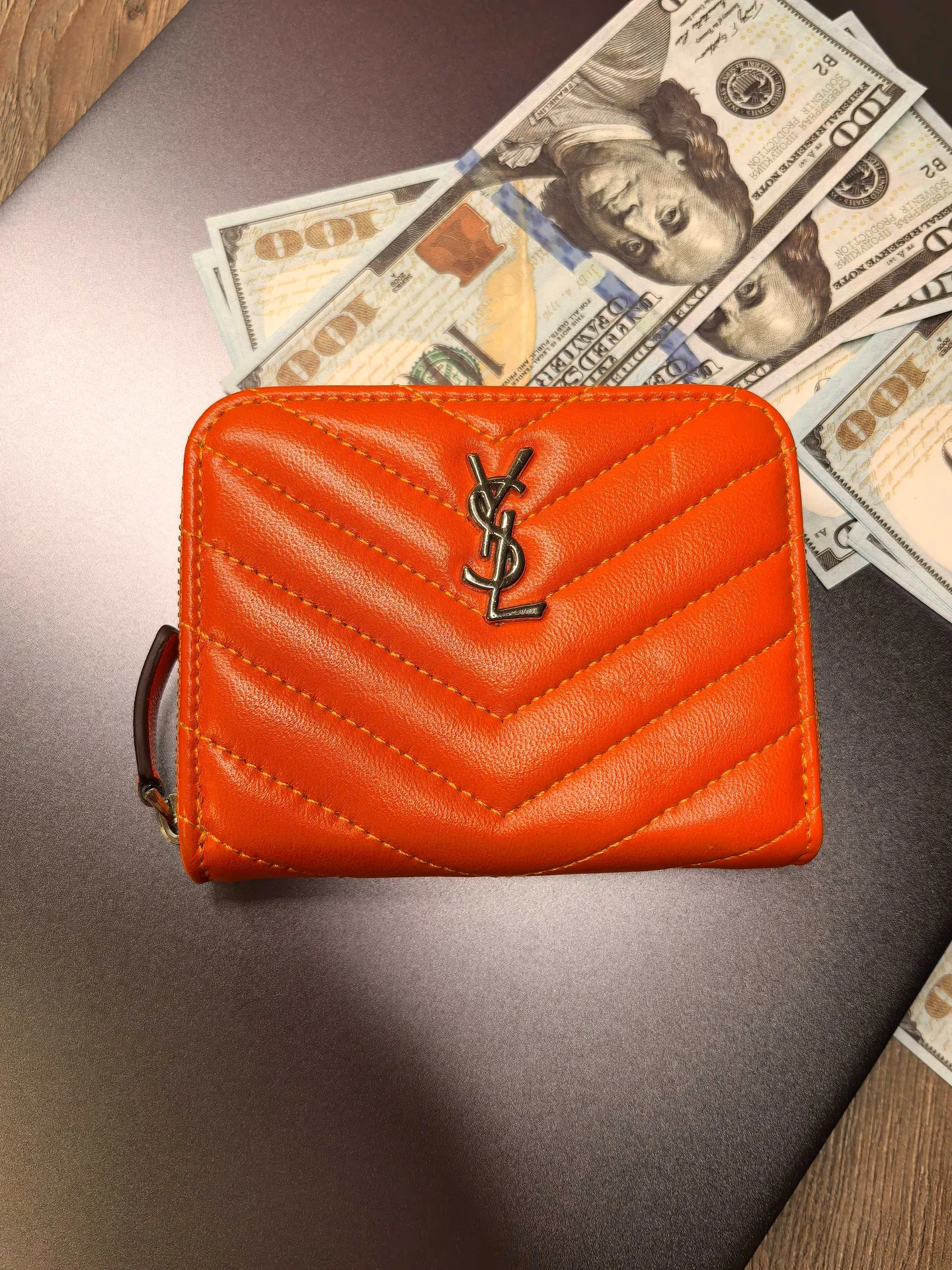 Кошелёк YSL оранжевый - миниатюра 6